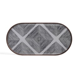 Slate Linear Squares glass tray - oblong - M